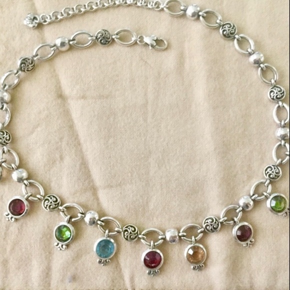 Brighton silver necklace w multi color gems - Picture 4 of 11